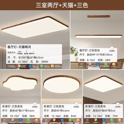 护眼吸顶灯原木风客厅大灯长方形2024年新款高级感大气云朵主卧灯