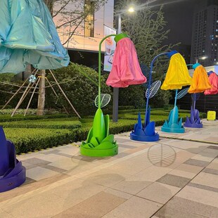 气模感应花人体感应自动开合花朵户外花灯光美陈互动装置