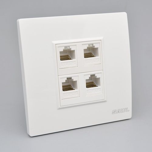 4口免打网线插座4位电脑开关四口网络面板86型RJ45网线口模块插座