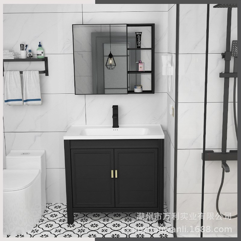 40宽吊柜浴室柜组合太空铝卫生间家用小户型洗漱洗手陶瓷一体盆柜