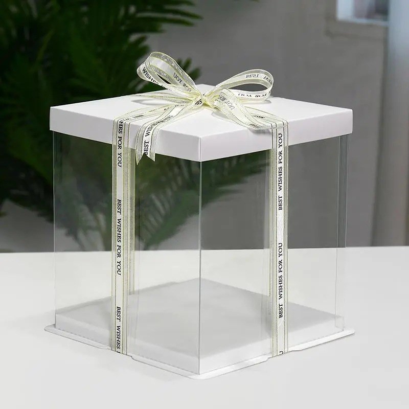 【50套】透明生日蛋糕盒4寸-16寸双层加高蛋糕打包盒子烘焙包装盒