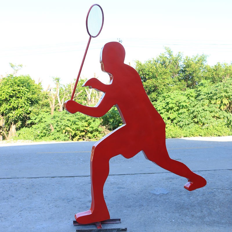 抽象剪影人物雕塑户外羽毛球体育馆广场操场运动系列玻璃钢摆件