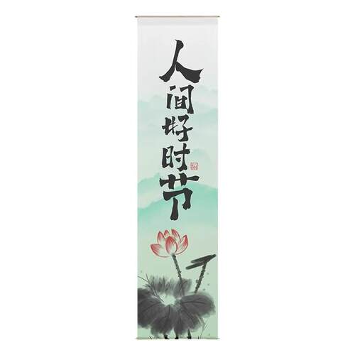 新中式夏季绿色荷花纱幔挂布背景布设计条幅民宿小院氛围装饰布幔