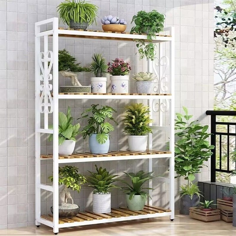 全铁艺室外防水防腐多层置物架花架可移动带轮展示架多肉架绿萝架