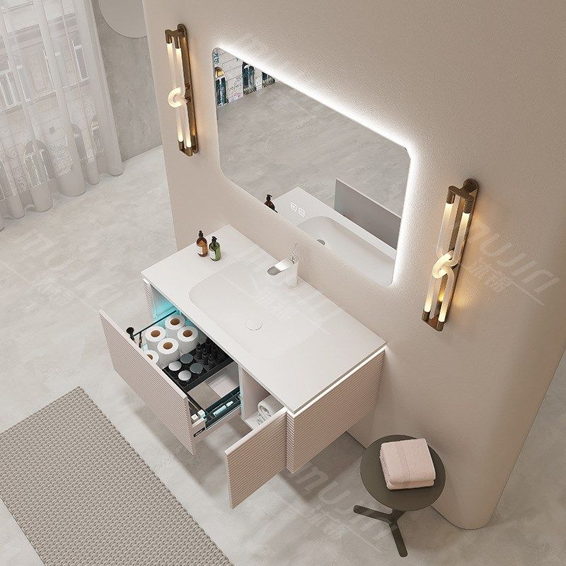 沐锦现代简约可丽耐一体盆浴室柜组合人造石无缝盆洗手洗脸洗漱台