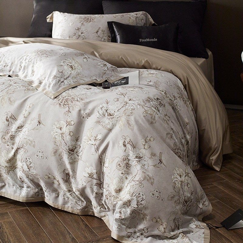 1轻奢高级感100S天丝棉四件套数码印花被套床单欧式样板间床上用,床上用品,床品套件/四件套/多件套,淘宝优惠券,粉丝福利购,淘宝优惠卷