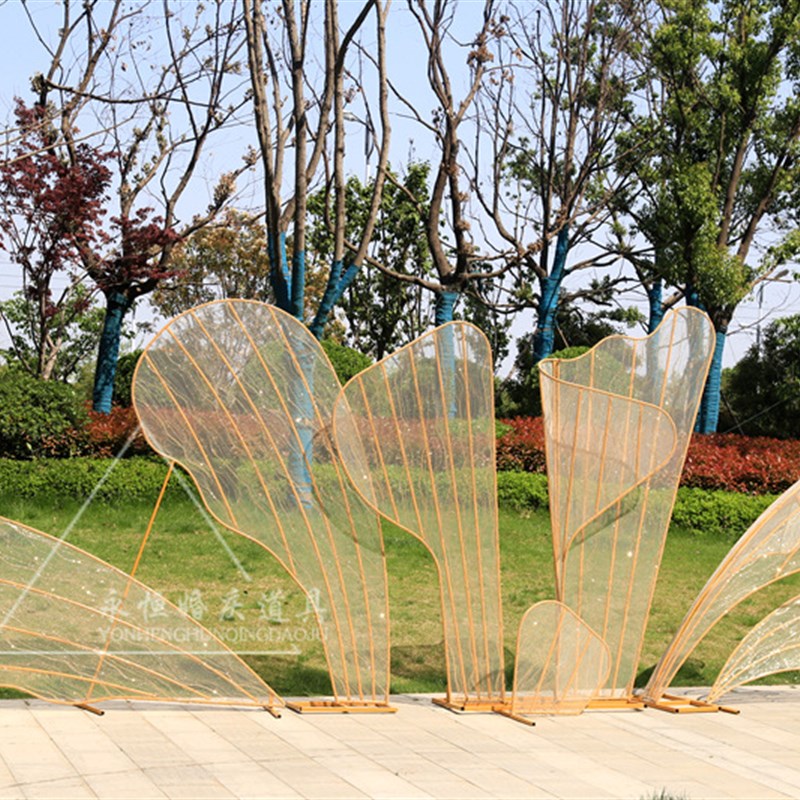 新款婚庆道具铁艺花瓣背景婚礼舞台装饰背景屏风商场美陈道具摆件