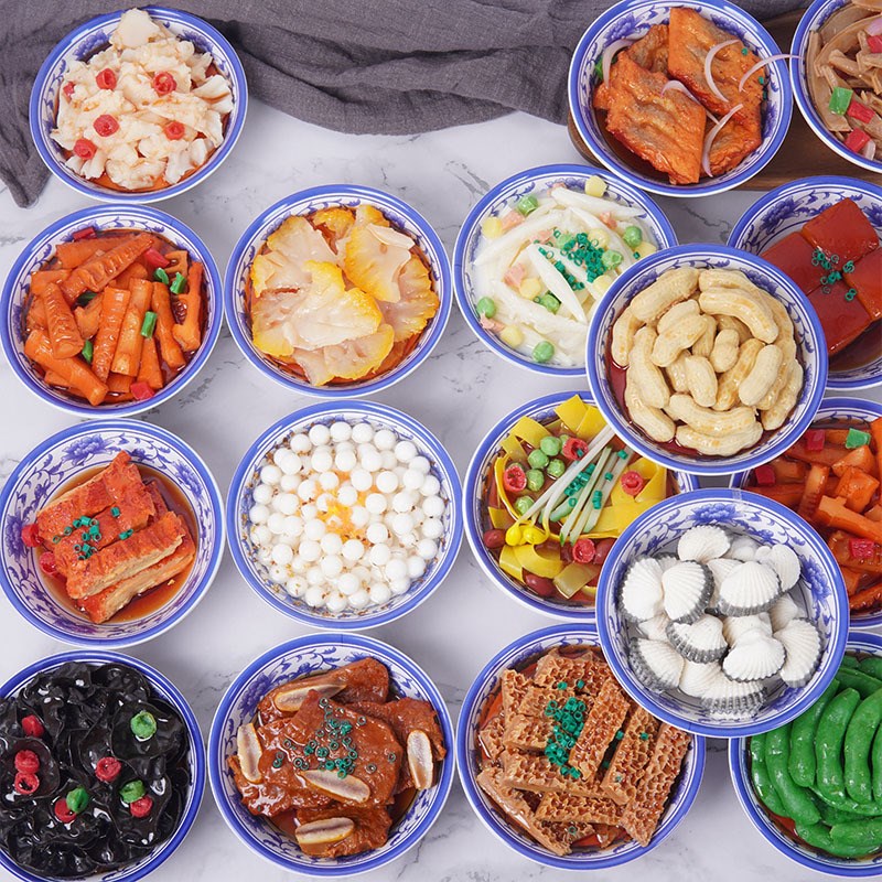 仿真食物小碗菜模型创意红烧肉大虾凉皮碗装菜样板间菜品展示摆件