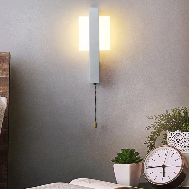 现代简约卧室床头壁灯酒店客房客厅背景墙书房拉绳开关旋转阅读灯