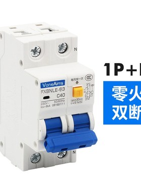 小型漏电保护器2P63A32a空气开关断路器DZ47电闸家用两位空开漏保
