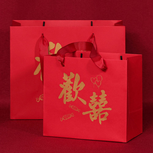 时尚节庆礼品袋红色元旦喜庆提袋