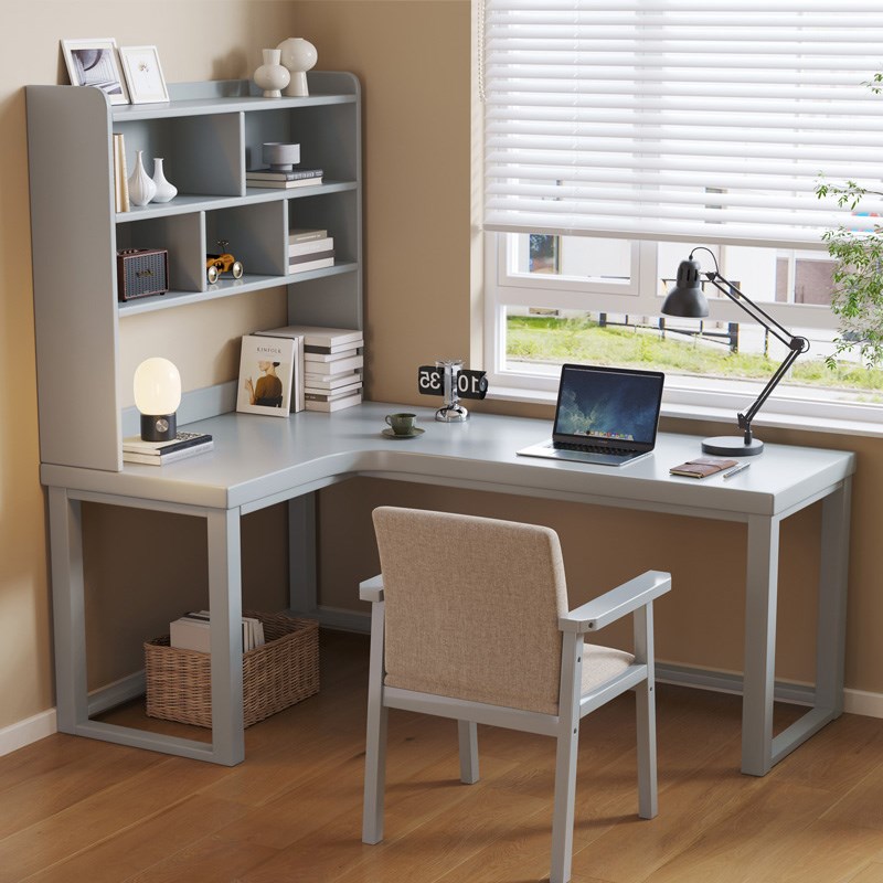 实木转角书桌双人7字型办公桌子家用拐角电脑桌L型靠窗长条写字桌