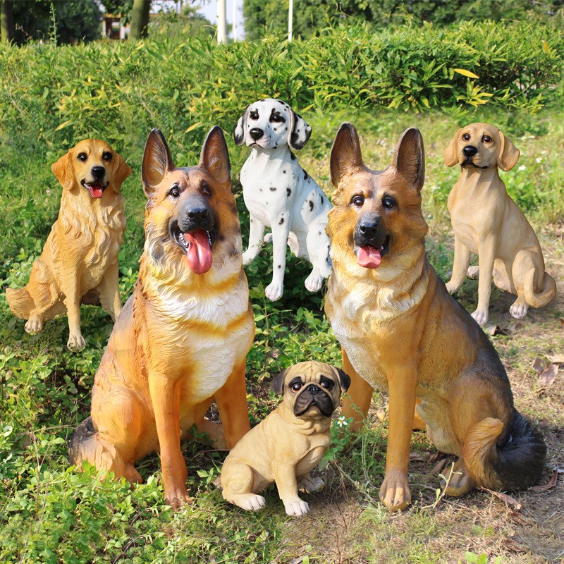 仿真大狼狗摆件斑点狗八哥犬德牧树脂狗桌面入户客厅假狗庭院装饰