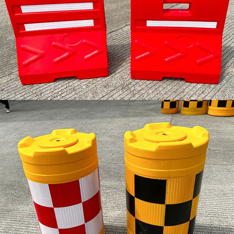 全新料400700600800反光桶警示桶圆柱形隔离墩塑料滚塑水马防撞桶