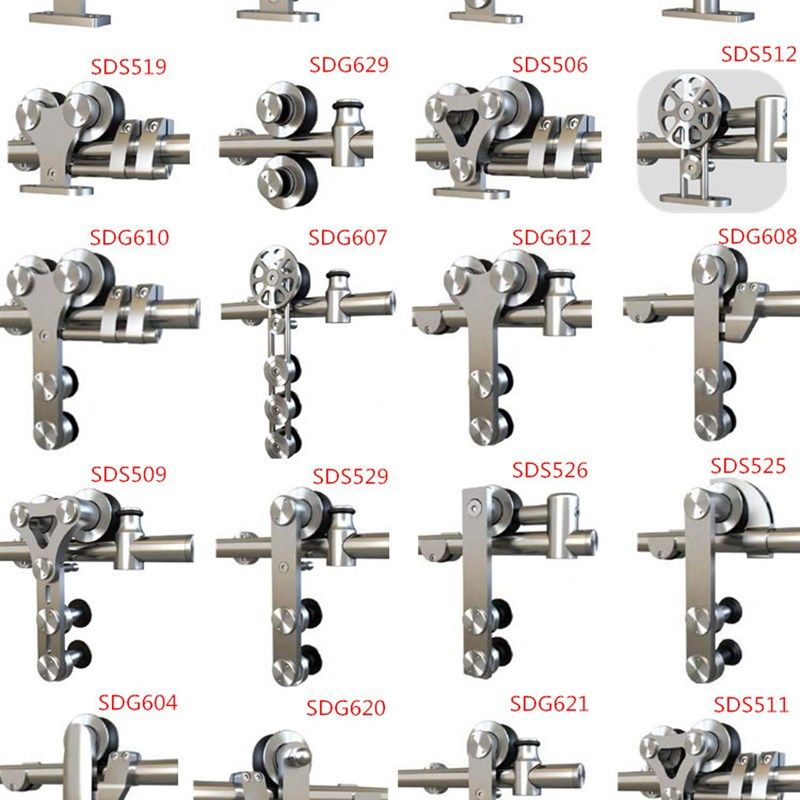 美式双门304不锈钢谷仓门五金推拉门移门厨房门轨道滑轮滑轨吊轨