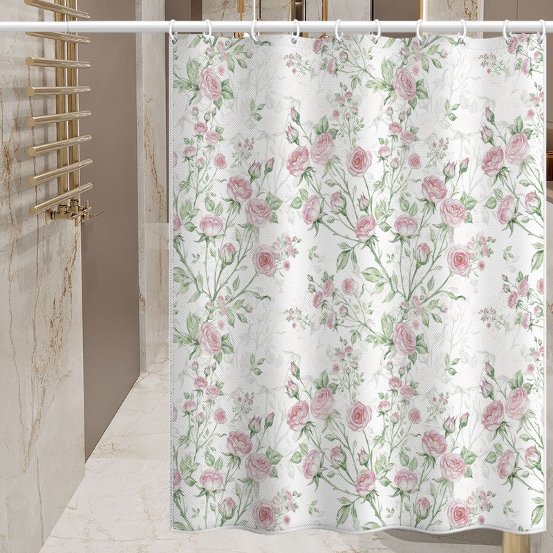 宿舍床帘布浴帘浴室套装隔断帘免打孔防水布门帘短帘酒店浴室布帘