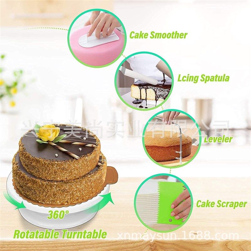 406件套蛋糕转台烘焙工具套装奶油裱花嘴不粘蛋糕模量勺食物夹
