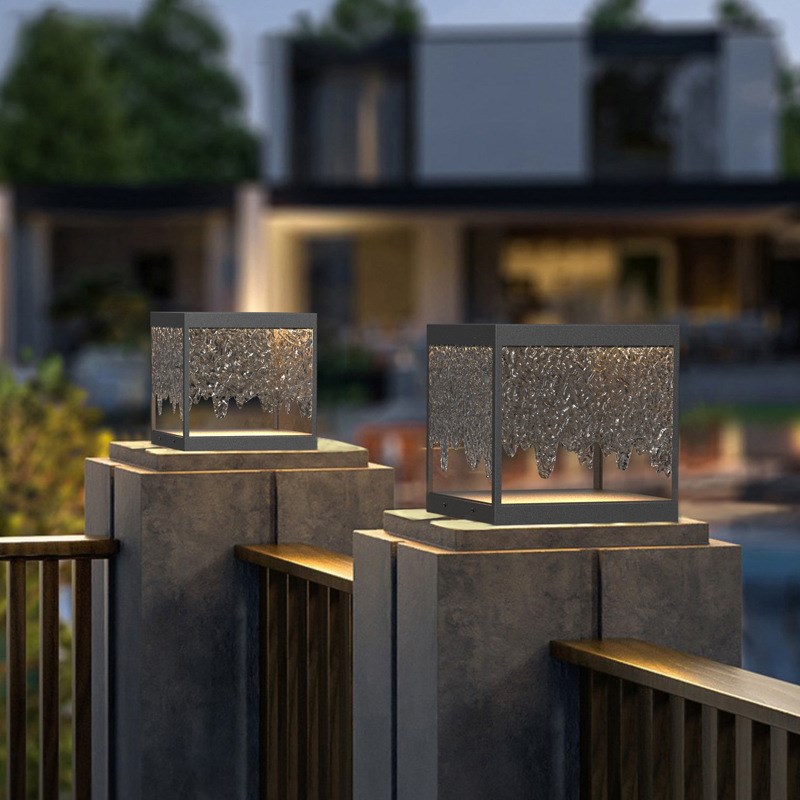 户外太阳能柱灯简约别墅防水门柱灯草坪灯大门门垛灯围墙柱头灯