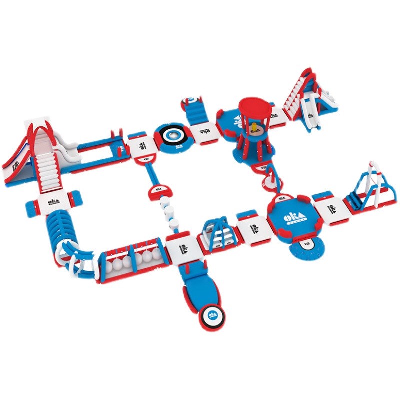 新款热卖水上闯关移动水上乐园设备大型户外儿童乐园支架游泳池