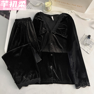 金丝绒女可外穿大码睡衣套装