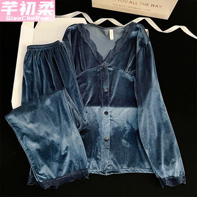 金丝绒女可外穿大码睡衣套装