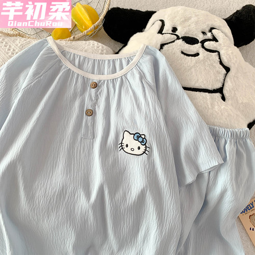 可爱卡通云朵棉睡衣女夏季