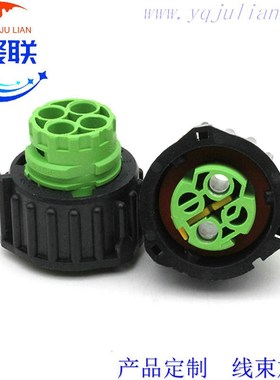 3-1813099-3绿色 汽车线束插头2孔防水 2P接插件DJ3023YA-2.5-21