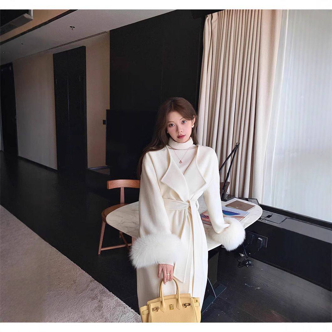 25秋冬新款温柔系双面羊绒大衣女长款狐狸毛高级感羊毛呢皮草外套,女装/女士精品,毛呢外套,淘宝优惠券,粉丝福利购,淘宝优惠卷