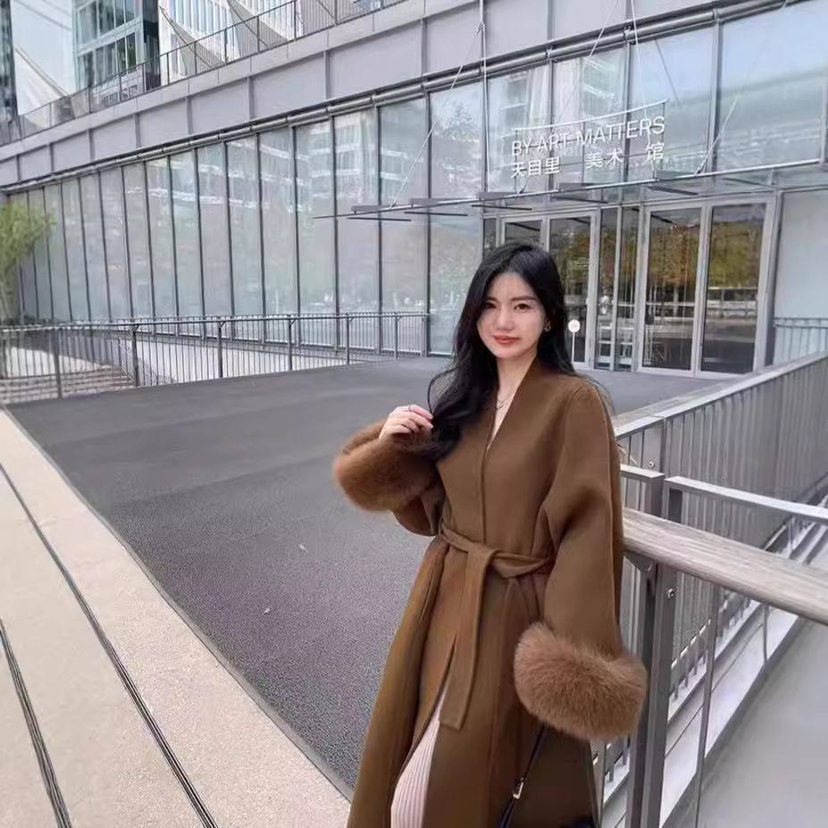 美拉德大衣25秋冬新款气质双面羊绒大衣女中长款狐狸毛羊毛呢外套,女装/女士精品,毛呢外套,淘宝优惠券,粉丝福利购,淘宝优惠卷