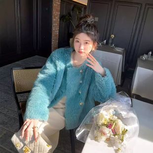 漂亮姐姐冬新款托卡羊羔毛皮毛一体皮草外套女羊剪绒大衣年轻短款