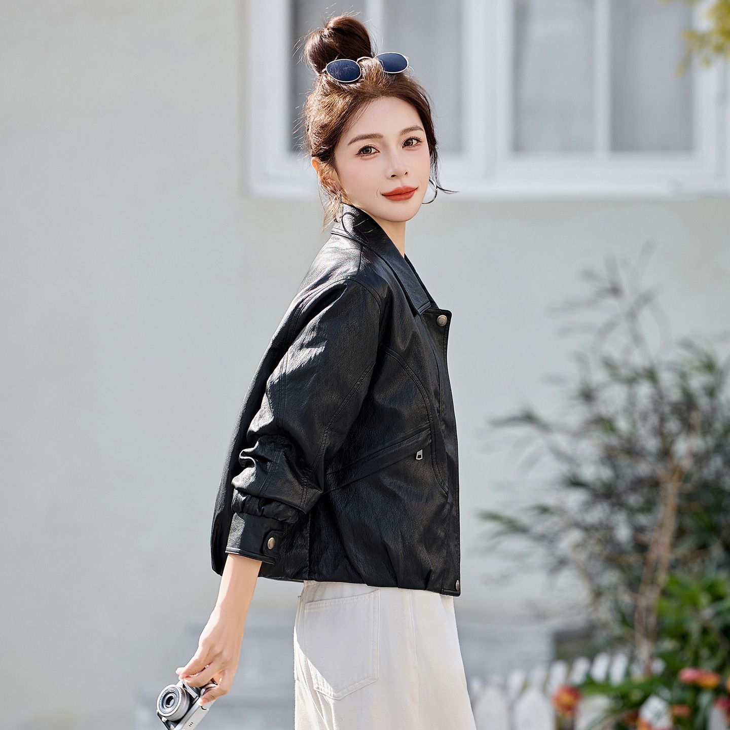 2026年春装新品 美拉德皮衣外套女短款潮流显瘦小个子机车服