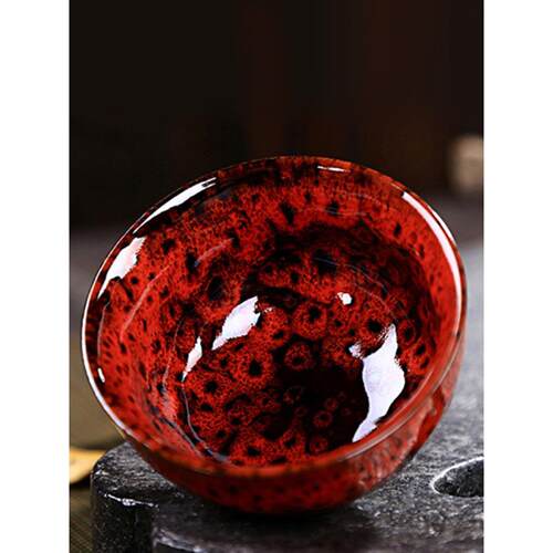 窑化内置茶杯、彩陶炫目茶杯、天目釉陶瓷功夫竹帽、茶杯、小茶碗