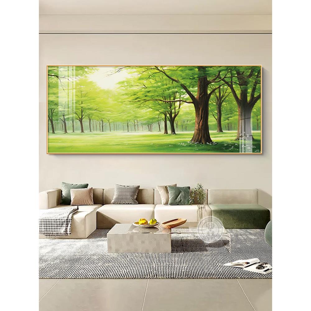 沈天大树装饰画客厅西墙挂画沙发电视背景墙画大型绿色植物壁画