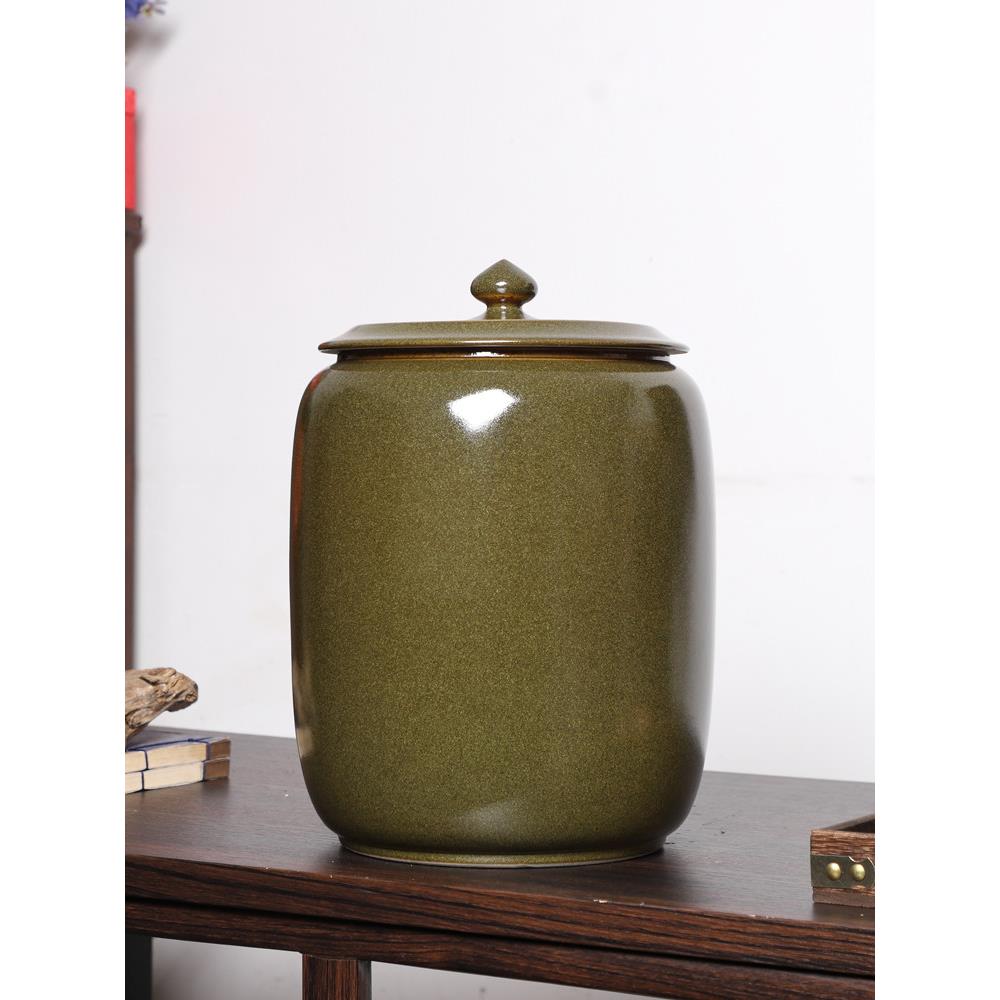 陶瓷茶粉釉罐茶罐大茶饼罐密封储存普洱茶白茶储存茶觉醒茶储存茶