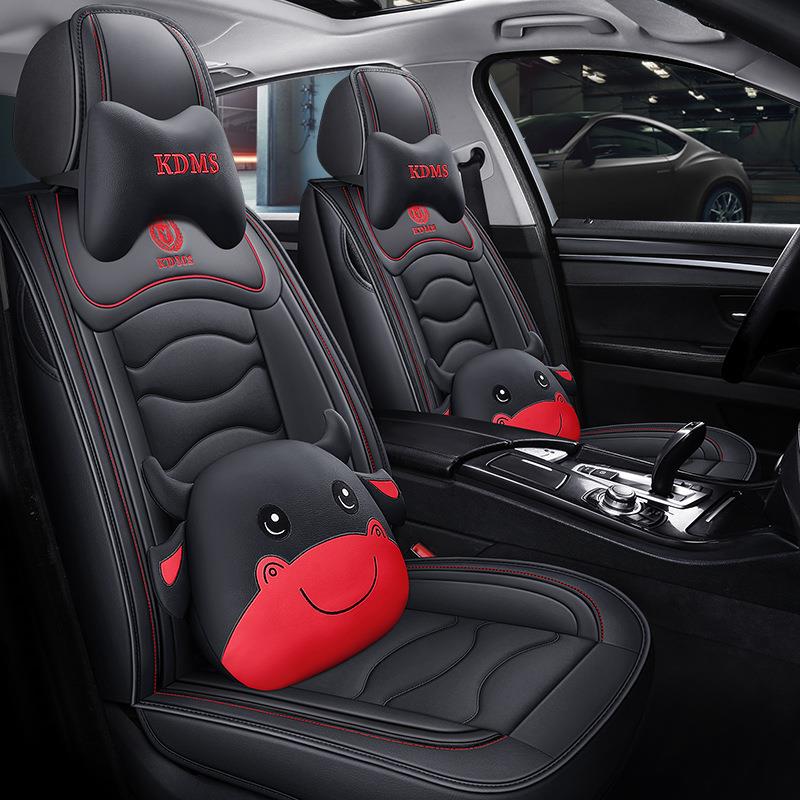 2021款网红新款布艺汽车座套四季小车全包亚麻卡通可爱座垫座椅套