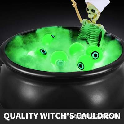 现货Witches cauldron on Tripod三脚架女巫大锅灯装饰带含骷髅人