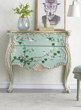 至高美玄关柜绿色彩绘斗柜客厅抽屉柜实木靠墙收纳储物柜子床尾柜