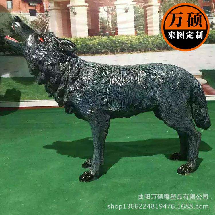 制作动物玻璃钢雕塑玻璃钢狼雕塑户外景区园林庭院动物雕塑摆件