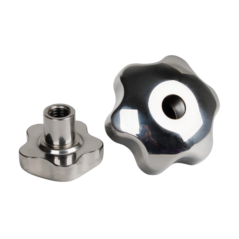 304不锈钢梅花手柄螺母通孔手轮手拧螺丝帽星型把手旋钮锁紧螺帽