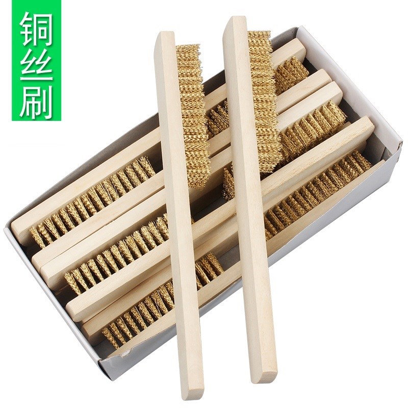 木柄钢丝刷 金刚菩提清理铜丝刷子 纯铜除锈污铜刷子