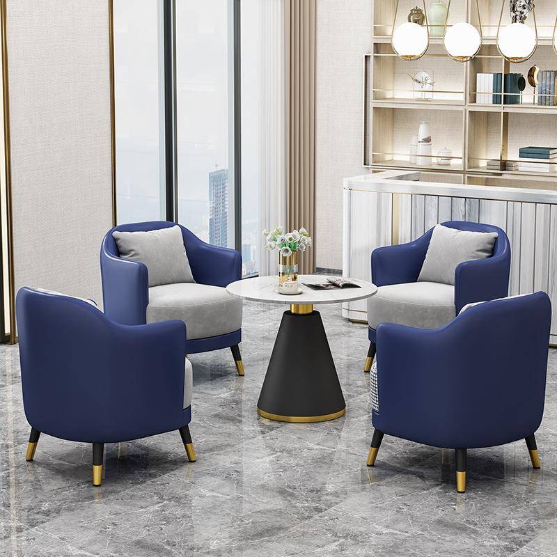 北欧轻奢洽淡沙发桌椅办公室商务接待休息区简约小型沙发茶几组合