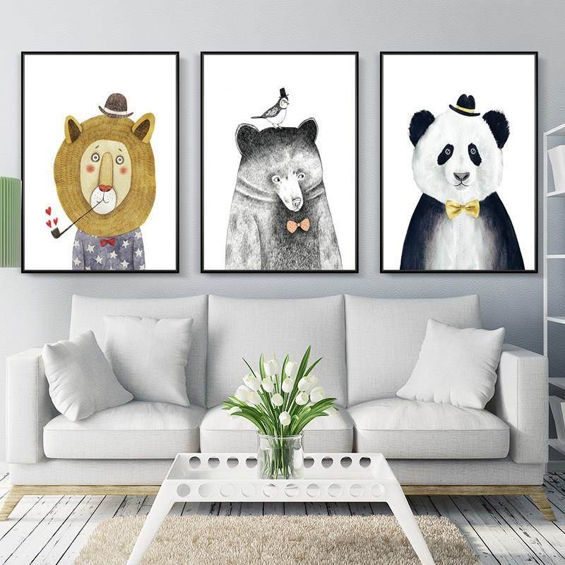 北欧创意装饰画狮子熊动物小清新儿童卧室挂画书房萌宠画,清洗/食品/商业设备,风口/风叶/风机配件,淘宝优惠券,粉丝福利购,淘宝优惠卷