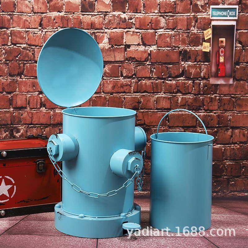 50CM中号铁艺英伦复古垃圾筒商场店铺摆件楼盘样板房工业风软装,清洗/食品/商业设备,风口/风叶/风机配件,淘宝优惠券,粉丝福利购,淘宝优惠卷
