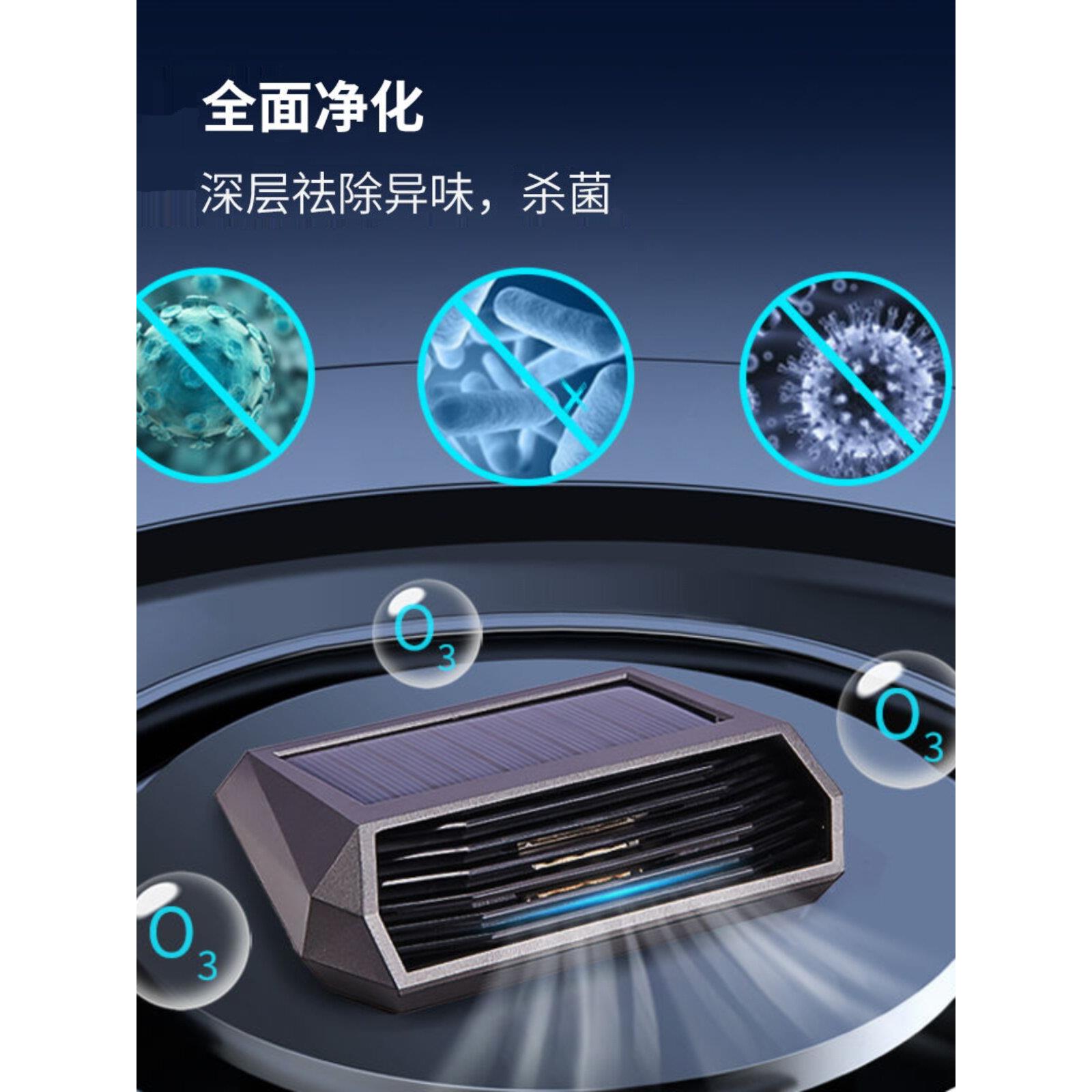 防a流太阳能汽车空气净化器负离子甲醛消毒智能杀菌汽车异味去除