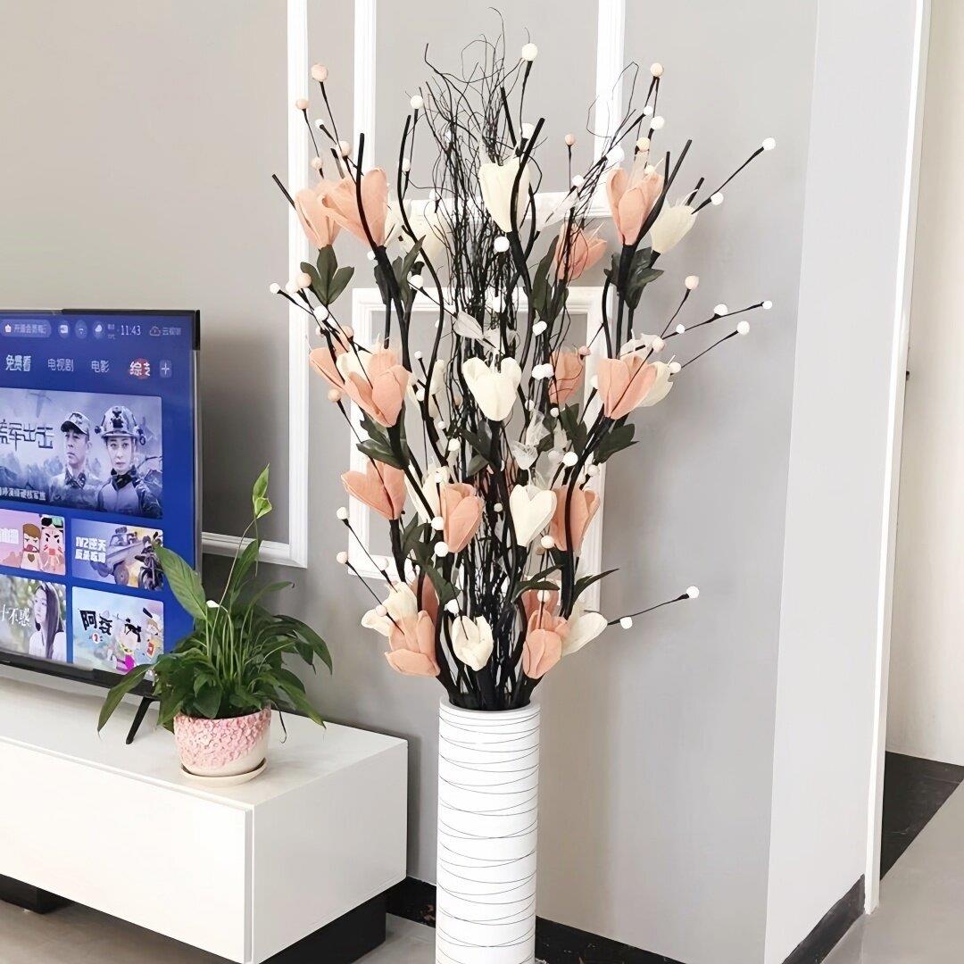 叶脉假花仿真花摆设客厅落地花装饰摆件干花花束干枝插花永生花艺