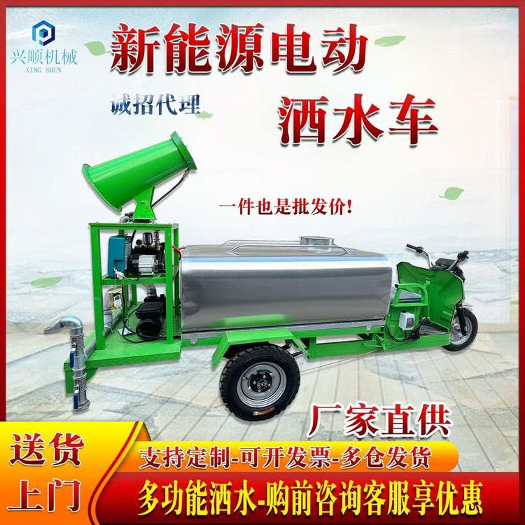 新能源电动三轮雾炮洒水车工地用园林环保绿化道路清洗高压水炮车