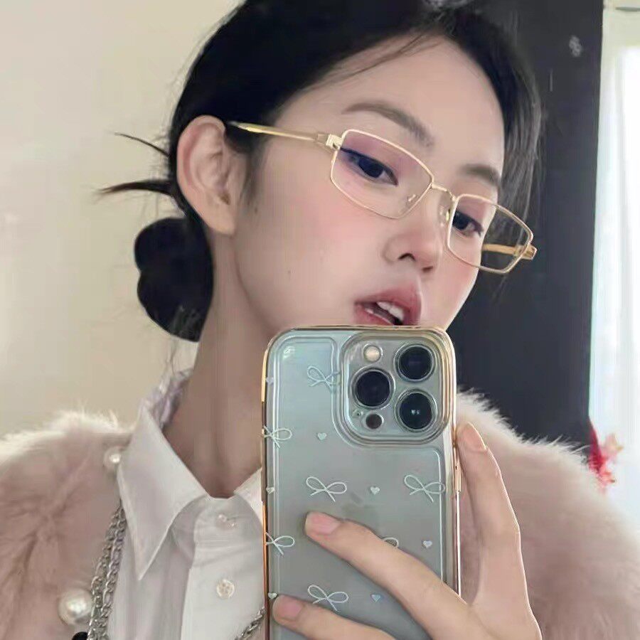 韩系金属细边框高格调小方框素颜镜可配近视度数防蓝光平光眼镜女