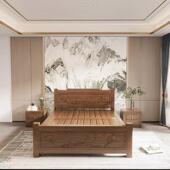 中式 老榆木全实床木SDK单双人民宿宿舍花卧简约原木床荷大床单人