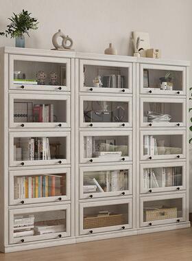 柜书门一体整墙家用实柜木书架带玻璃VSZ门防带尘客厅落地儿童储