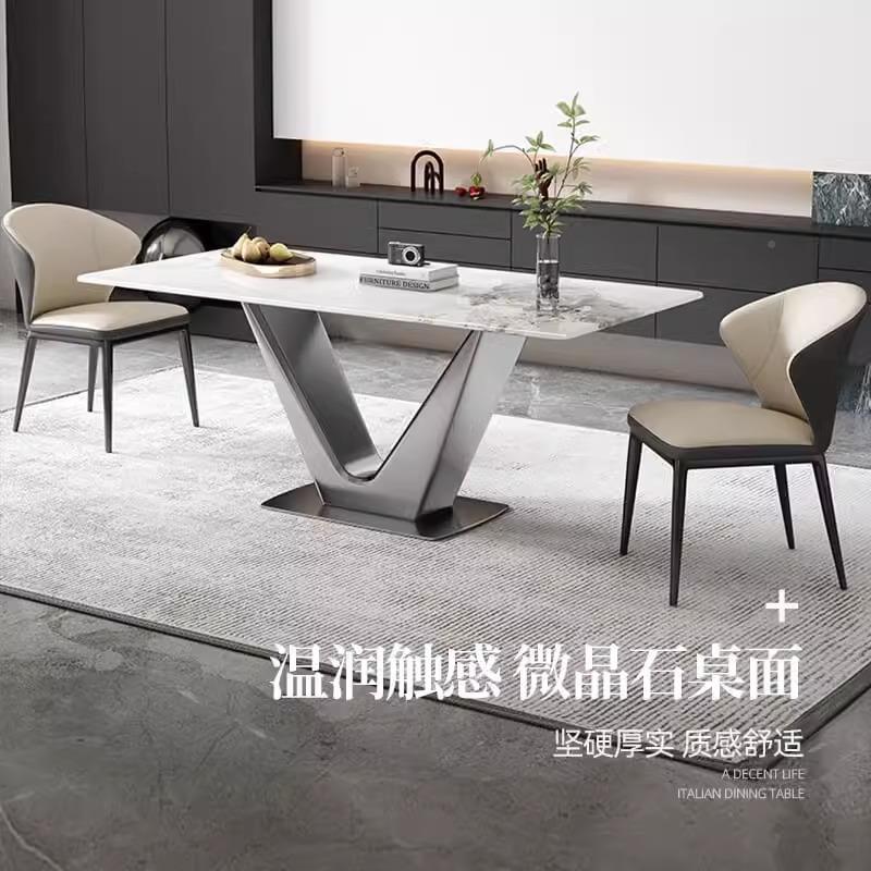 亮光板微形SCG桌晶石餐意式极简约现代家岩用轻奢高端进口长方饭